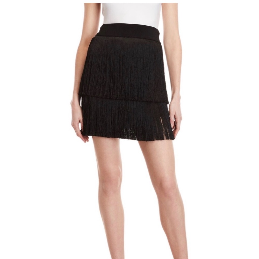 A.L.C. Black Layered Fringe Mini Skirt‎